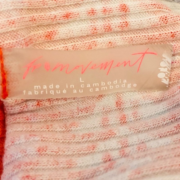 FP Movement ribbed rally layer button front Henley top red, orange, pink. Size L - Picture 6 of 7